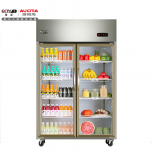 澳柯玛（AUCMA）商用立式双门展示柜 水果蔬菜保鲜冰柜全冷藏玻璃门厨房冰箱VC-880D